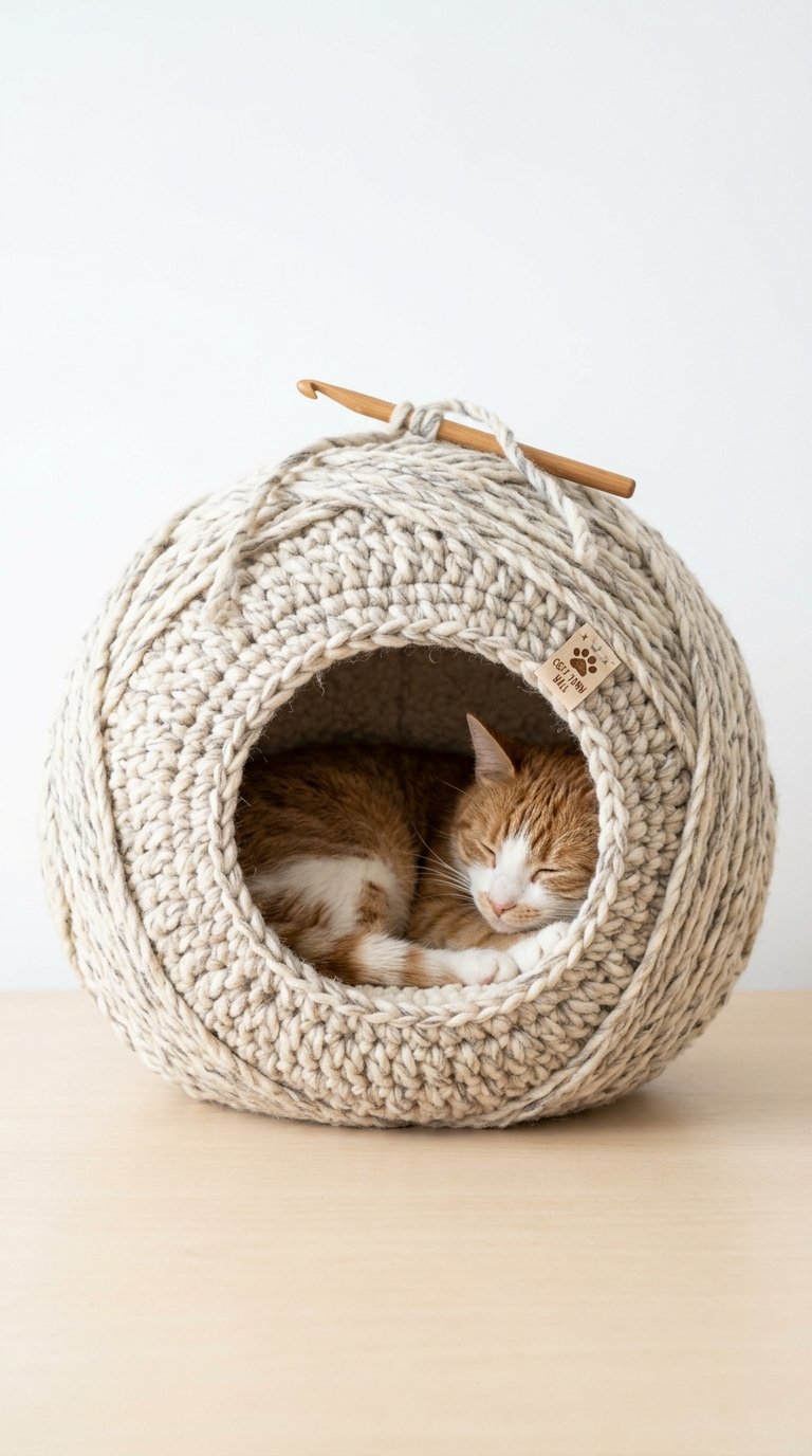 Crochet Yarn Ball Crochet Cat House - Pattern