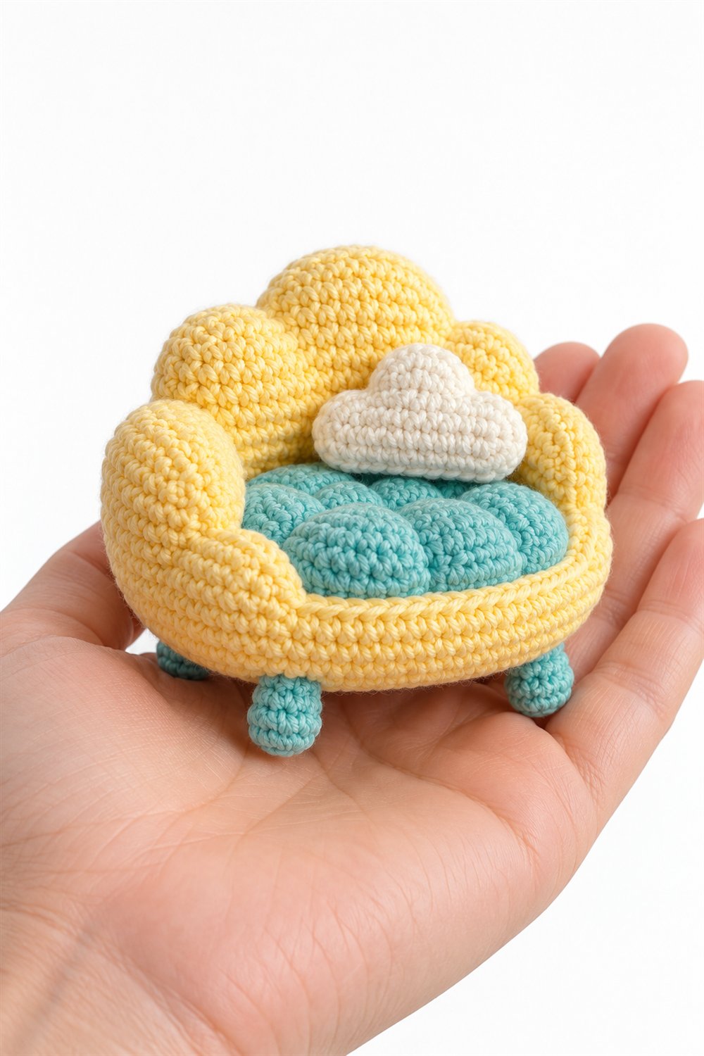 DIY Yellow And Turquoise Cloud Pouf - Crochet Tutorial