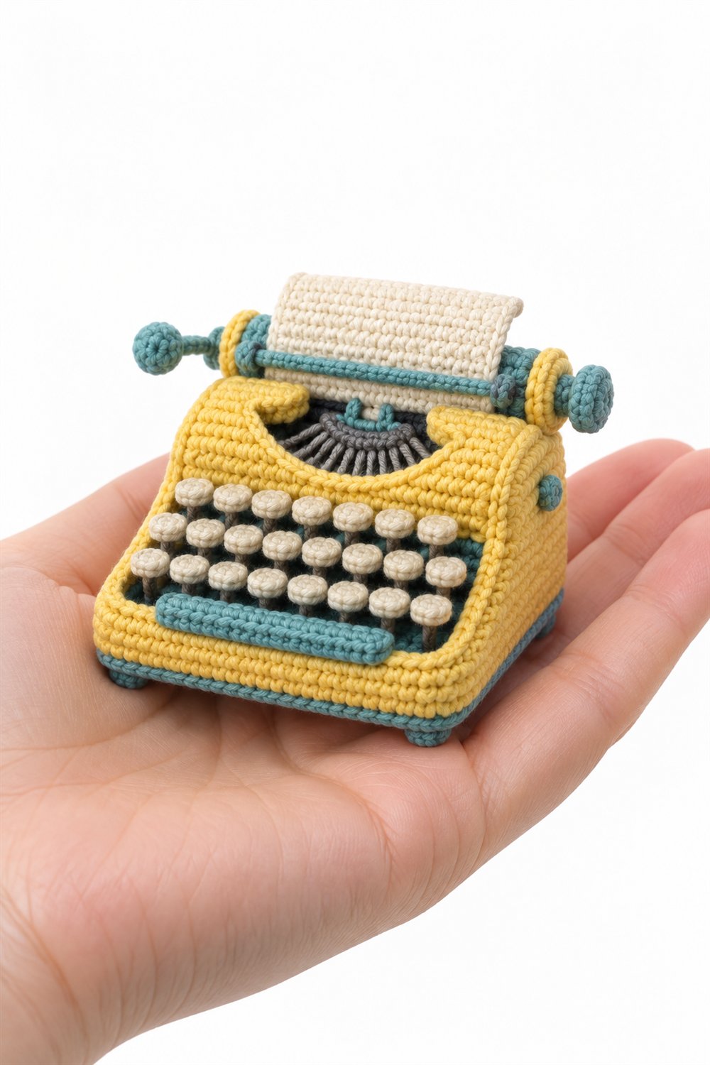 Crochet Yellow And Turquoise Typewriter - Pattern
