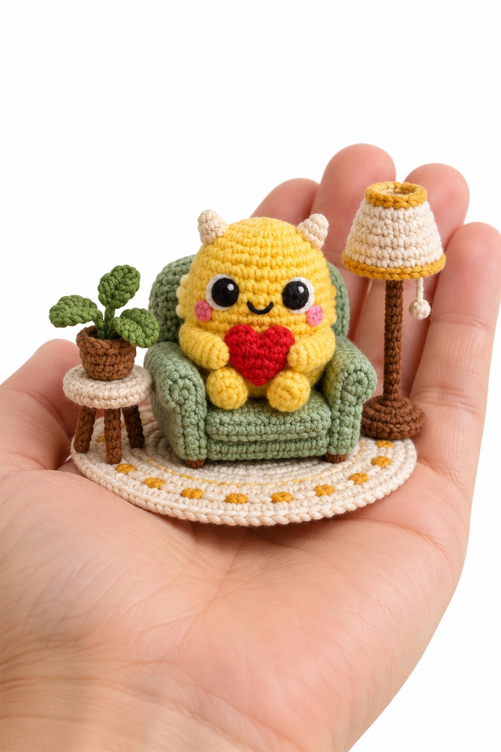 Yellow Monster With Heart - Crochet Pattern